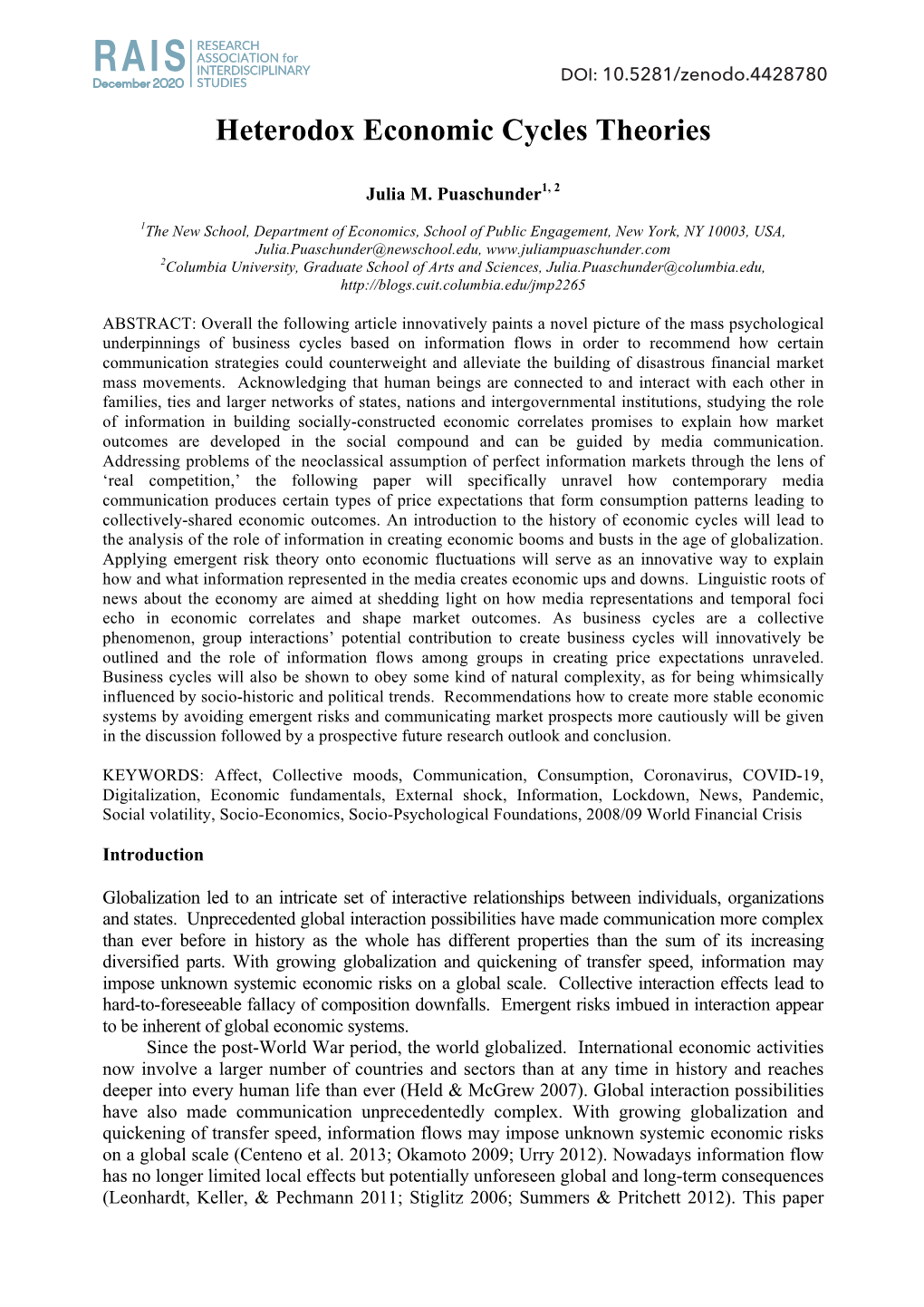 Heterodox Economic Cycles Theories