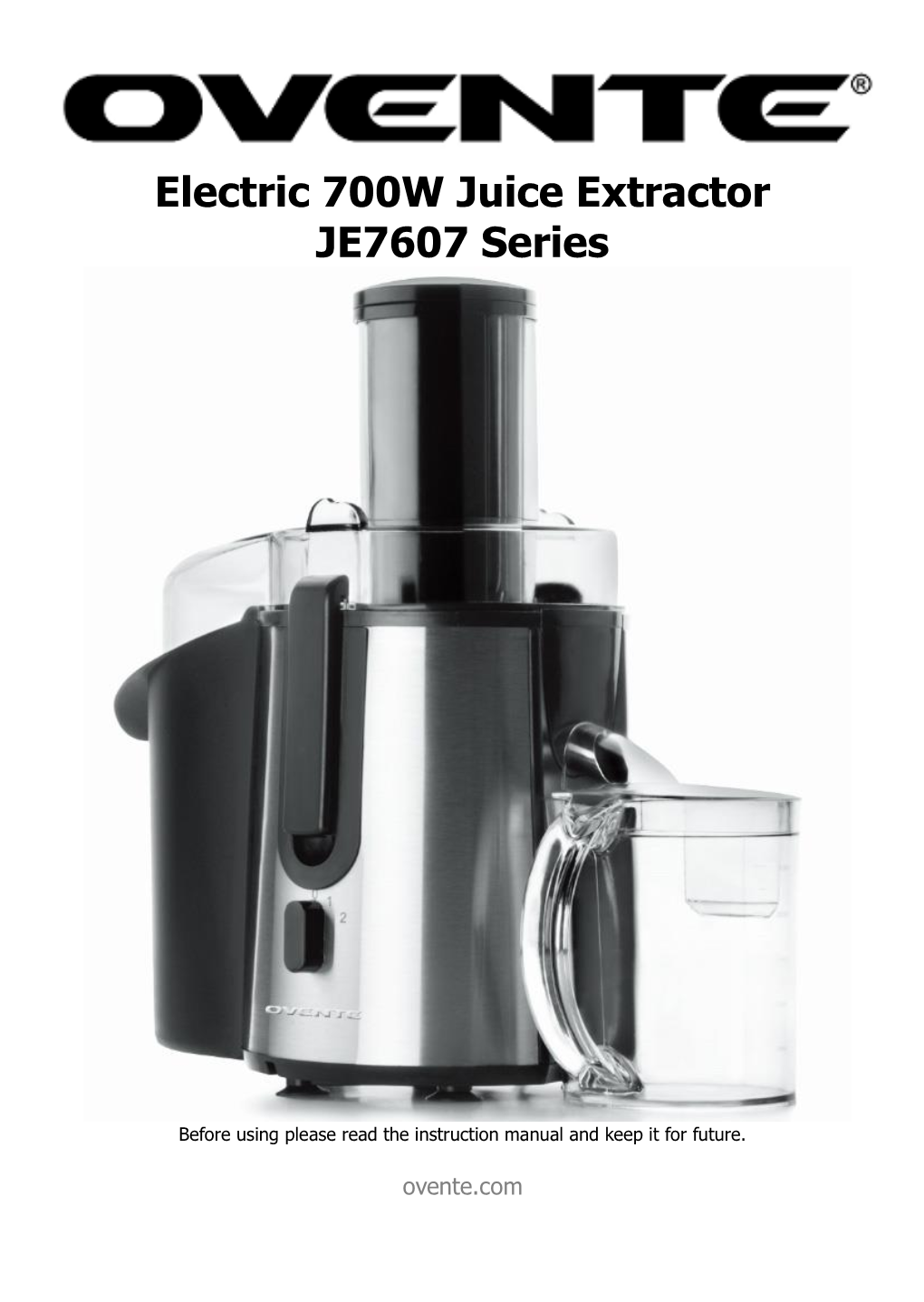 Je7607br Electric Juicer Extractor Instruction Manual
