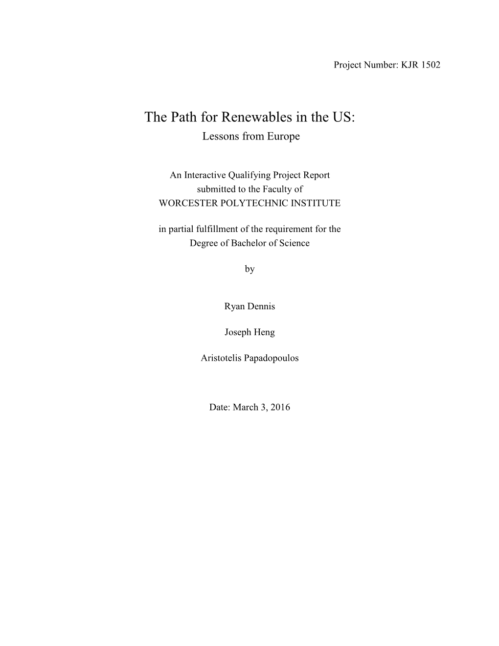 The Path for Renewables in the US: Lessons from Europe