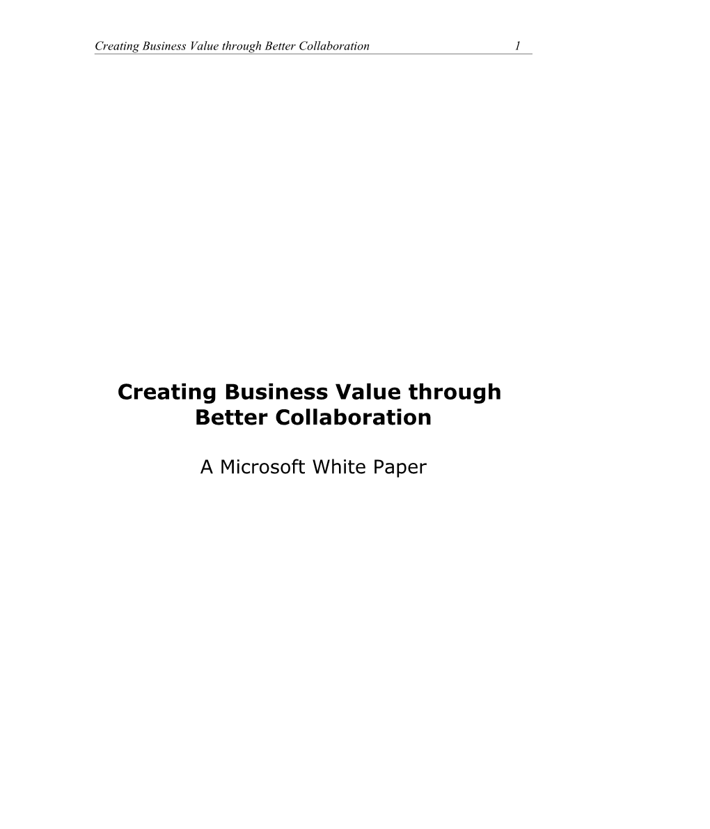 Creating Business Value Through Better Collaboration