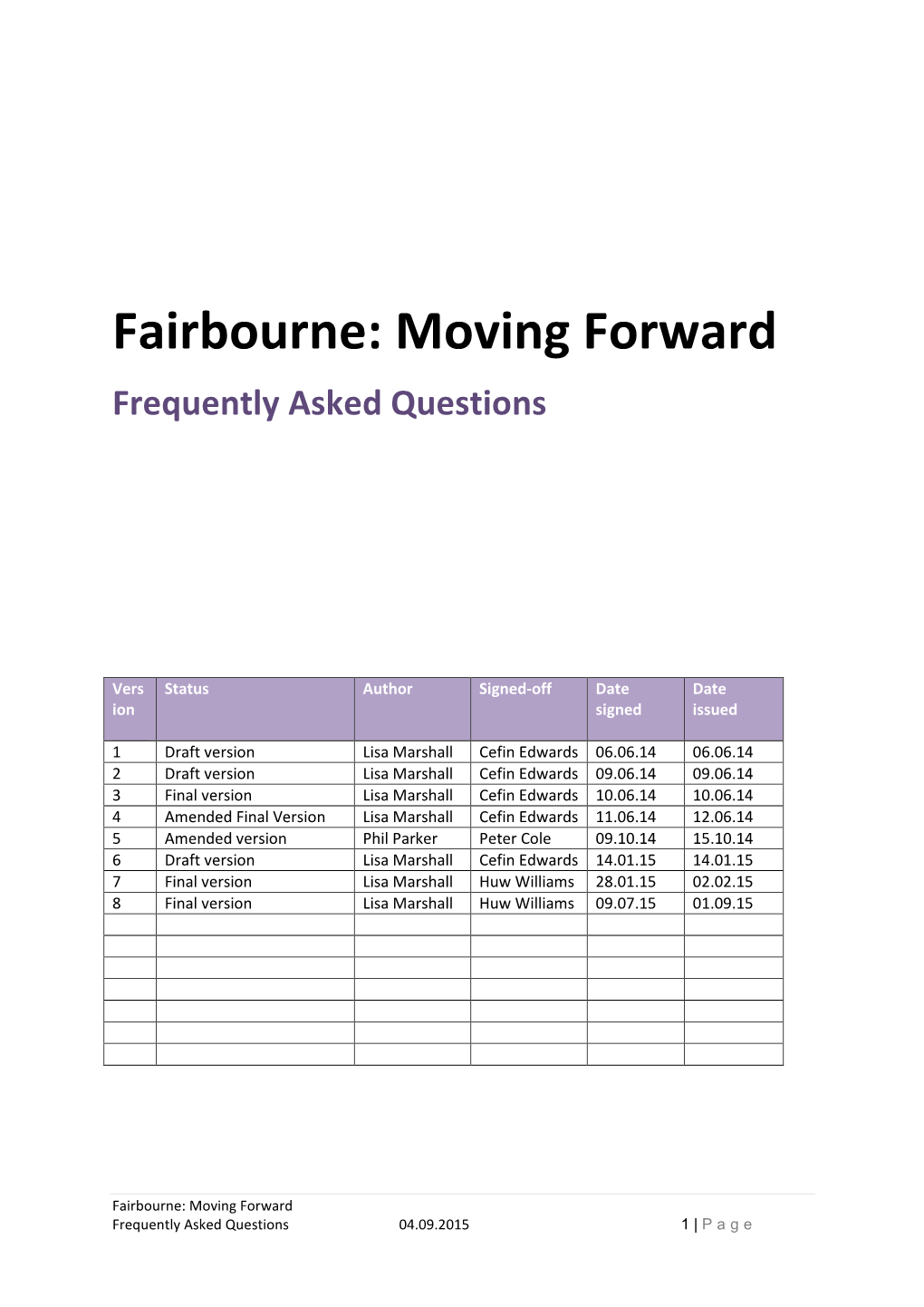 Fairbourne Moving Forward: Frequently Asked