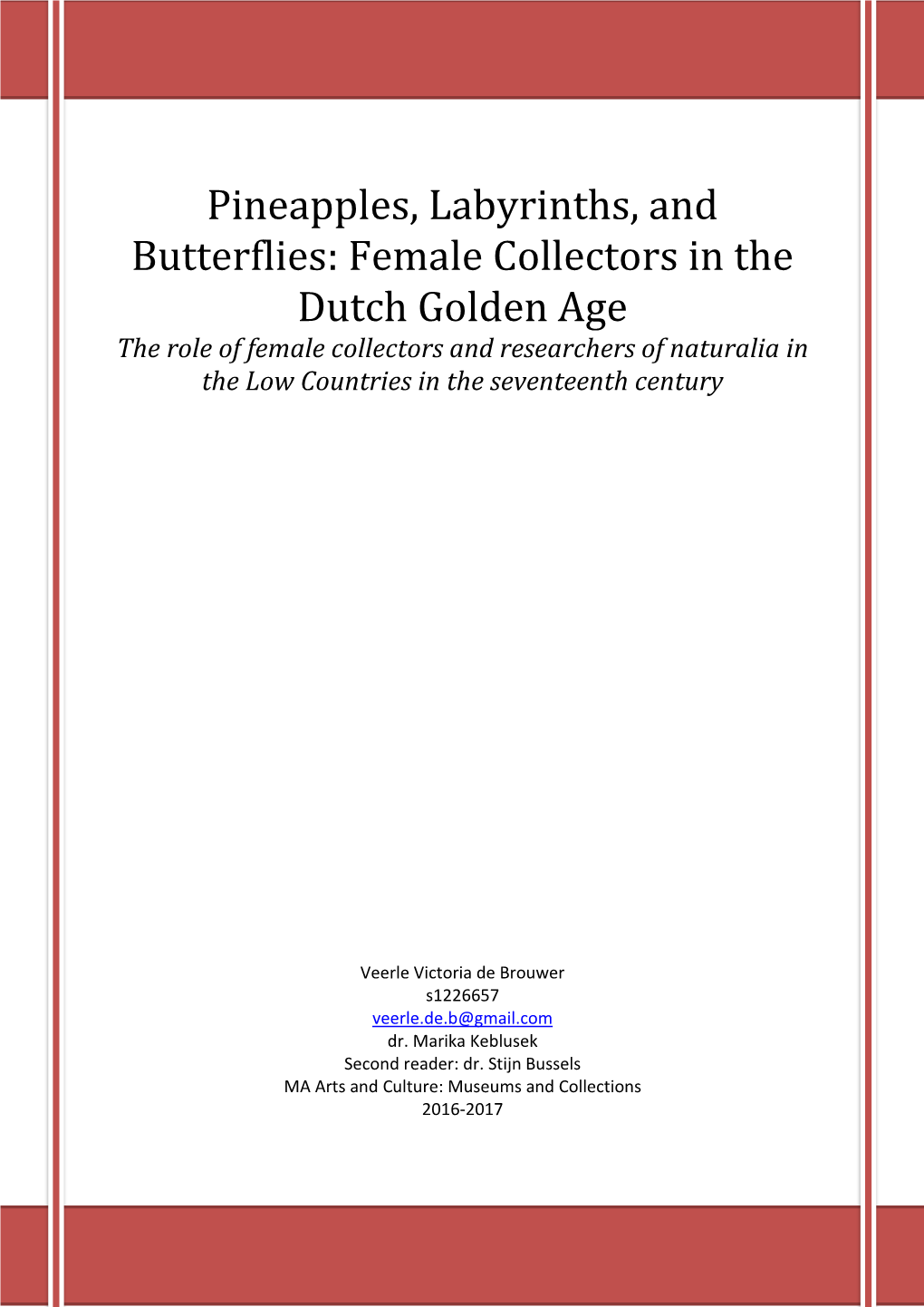 A Female Culture of Botanical Collecting in the Dutch Golden