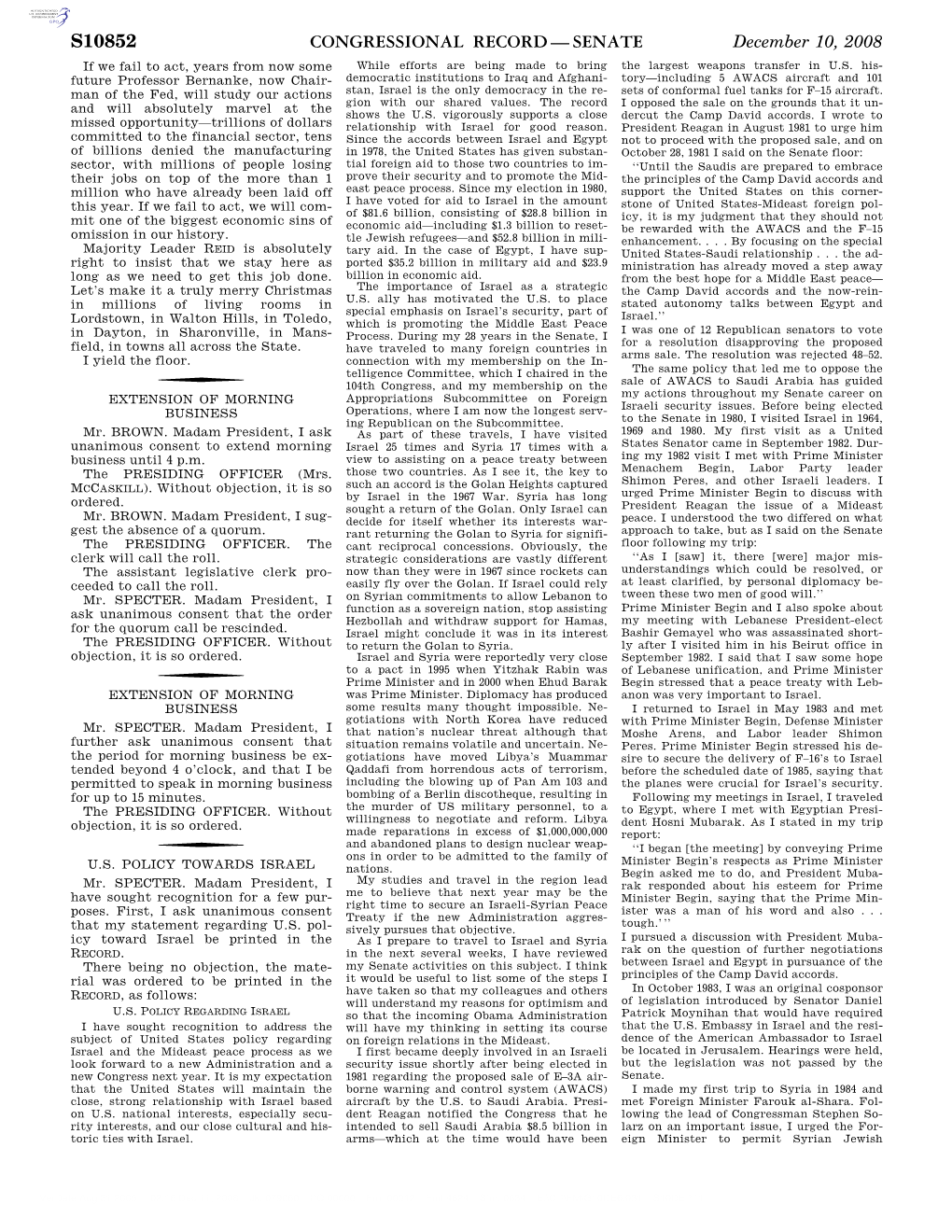 Congressional Record—Senate S10852