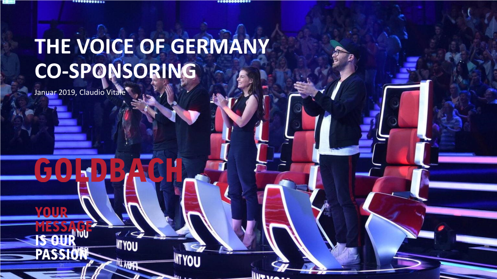 THE VOICE of GERMANY CO-SPONSORING Januar 2019, Claudio Vitale the VOICE of GERMANY 2019 – DIE 9