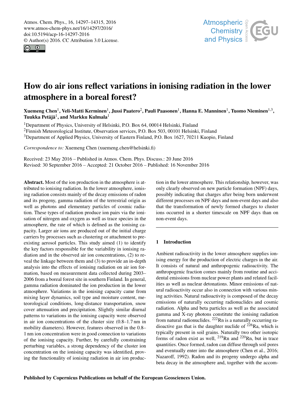 How Do Air Ions Reflect Variations in Ionising Radiation in the Lower