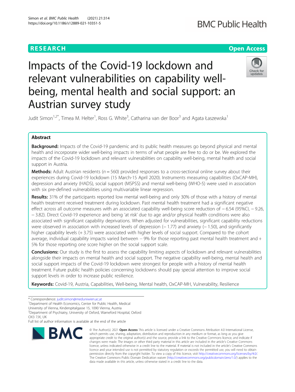 Impacts of the Covid-19 Lockdown and Relevant Vulnerabilities On