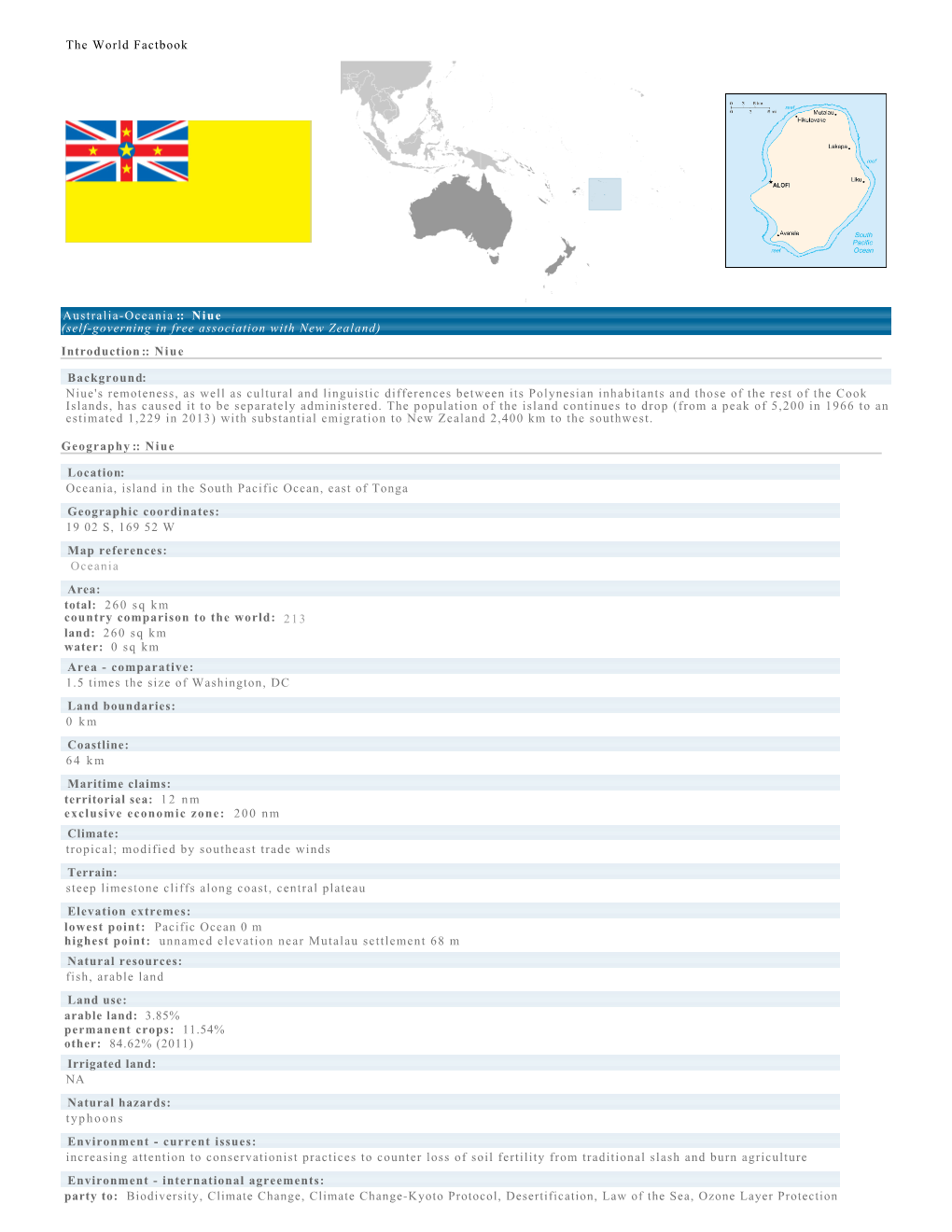 The World Factbook Australia-Oceania :: Niue (Self