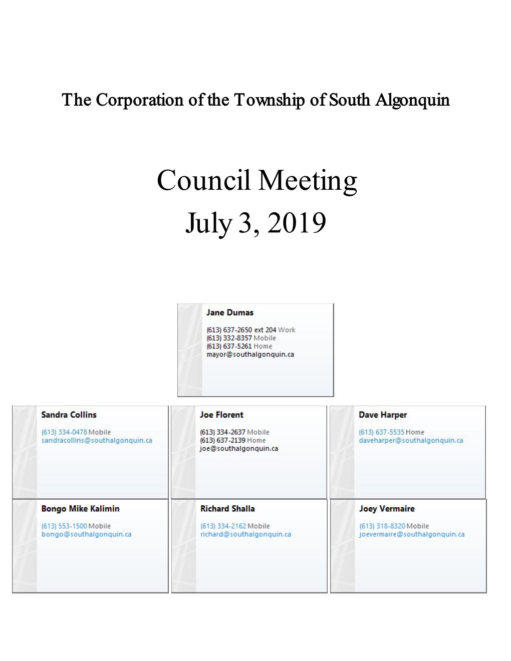 Council Meeting July 3, 2019