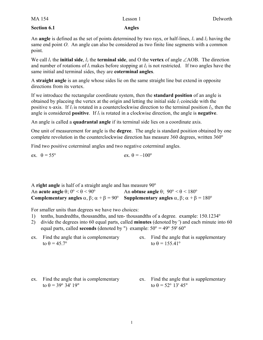 MA 154 Lesson 1 Delworth