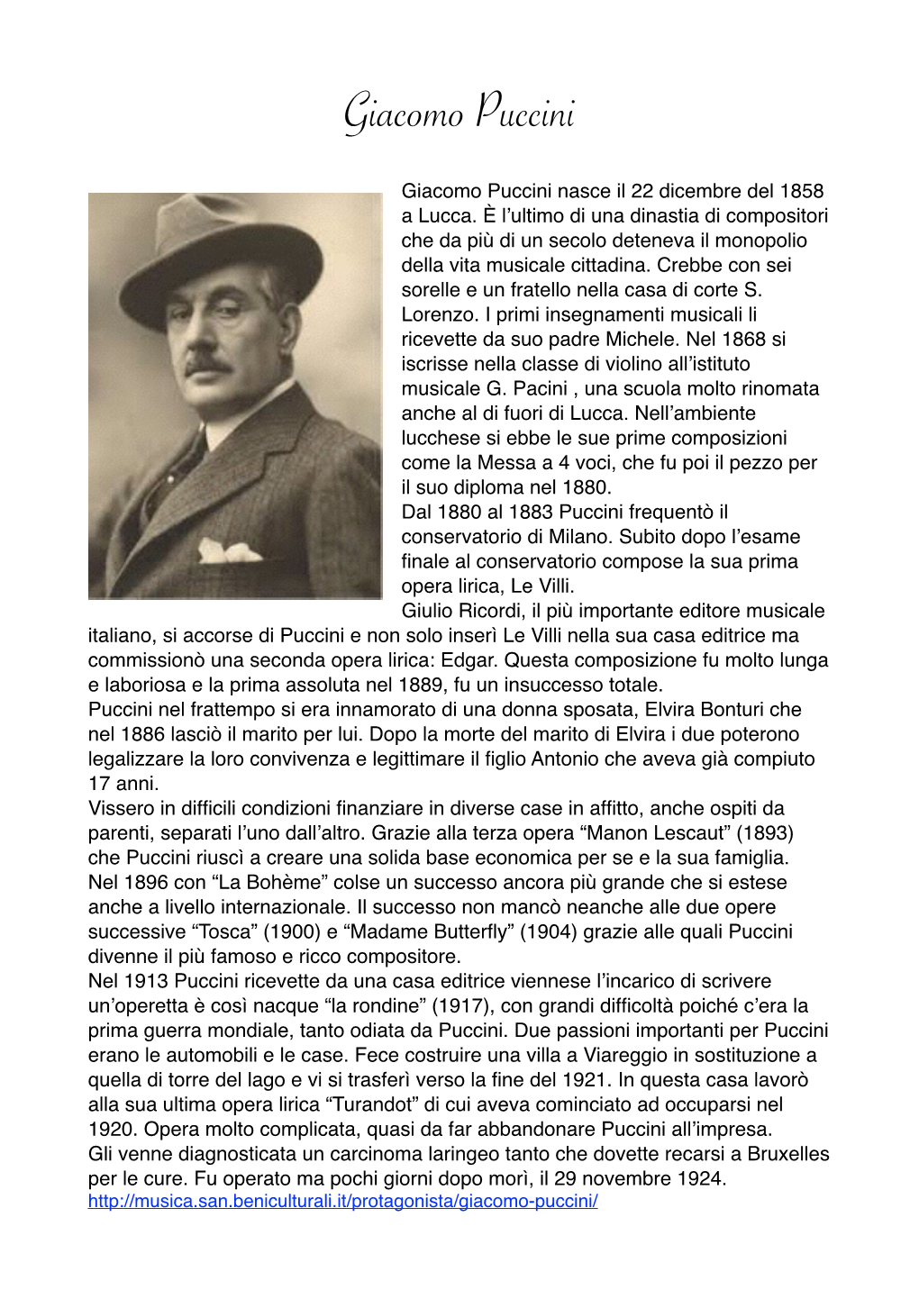 Giacomo Puccini � Giacomo Puccini Nasce Il 22 Dicembre Del 1858 a Lucca