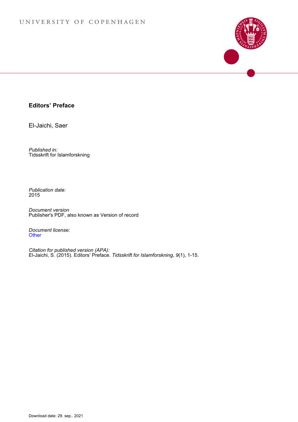 Journal of Islamic Research, Vol. 9, Issue 1, 2015, Pp