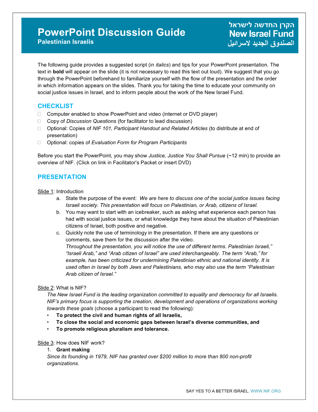 Powerpoint Discussion Guide Palestinian Israelis