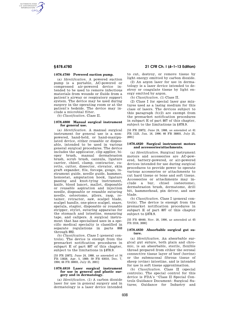 21 CFR Ch. I (4–1–13 Edition) § 878.4780