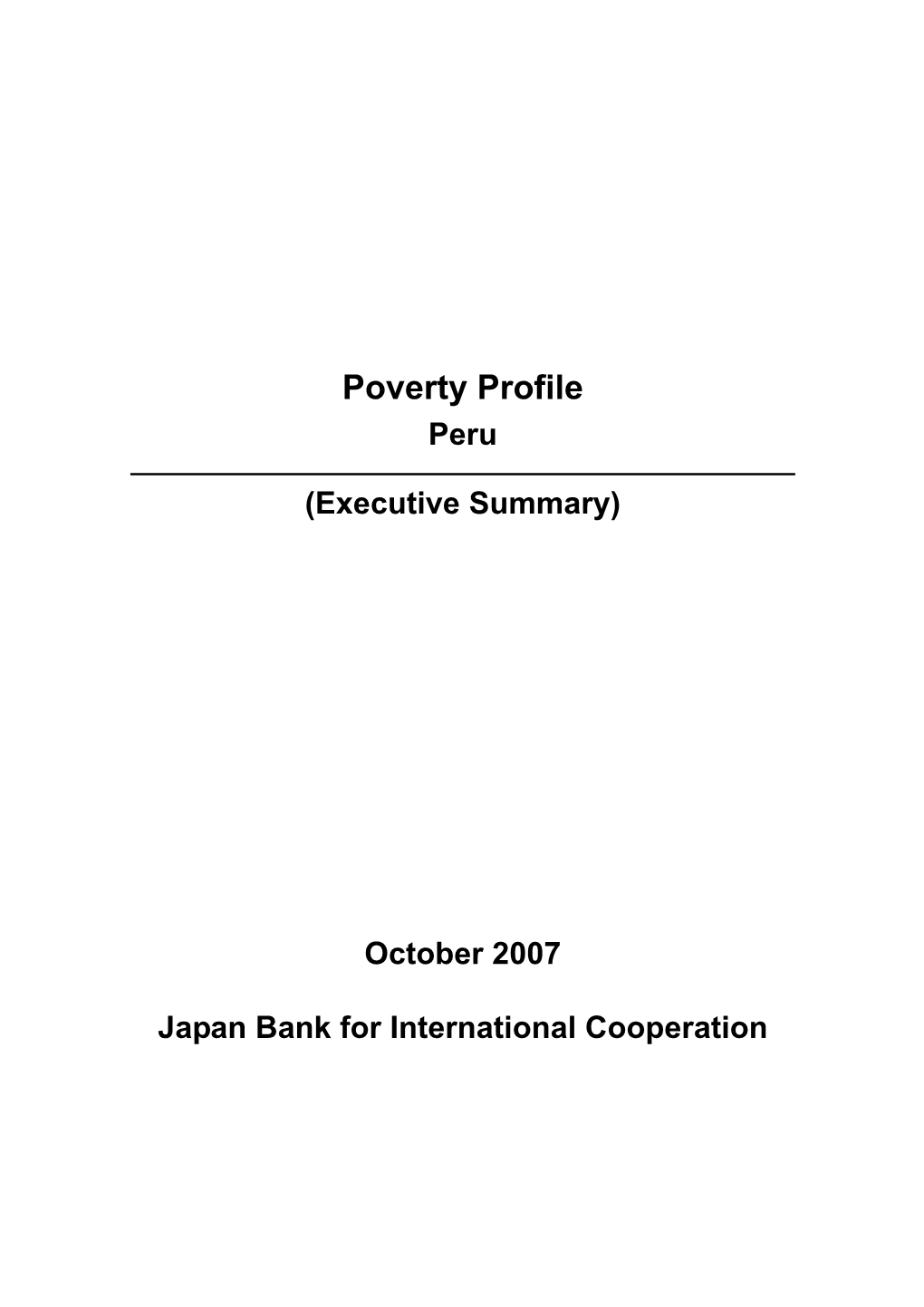 Poverty Profile Peru