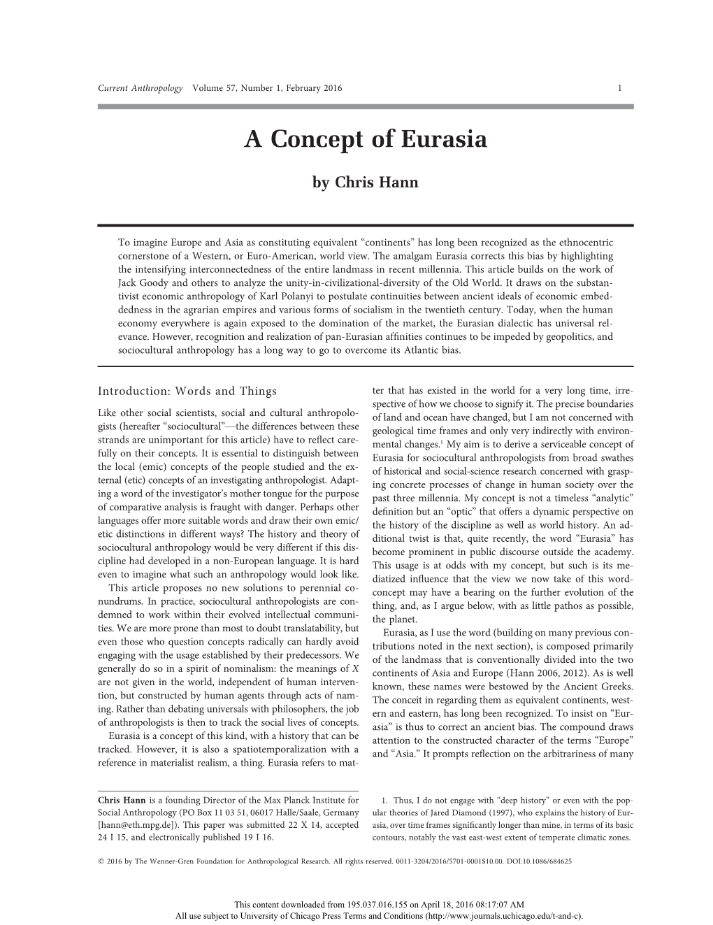 A Concept of Eurasia