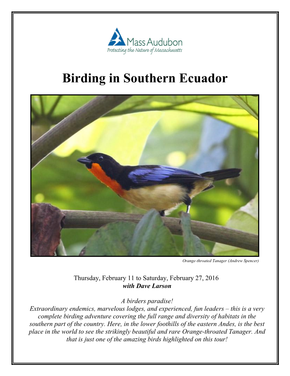 Birding in Southern Ecuador