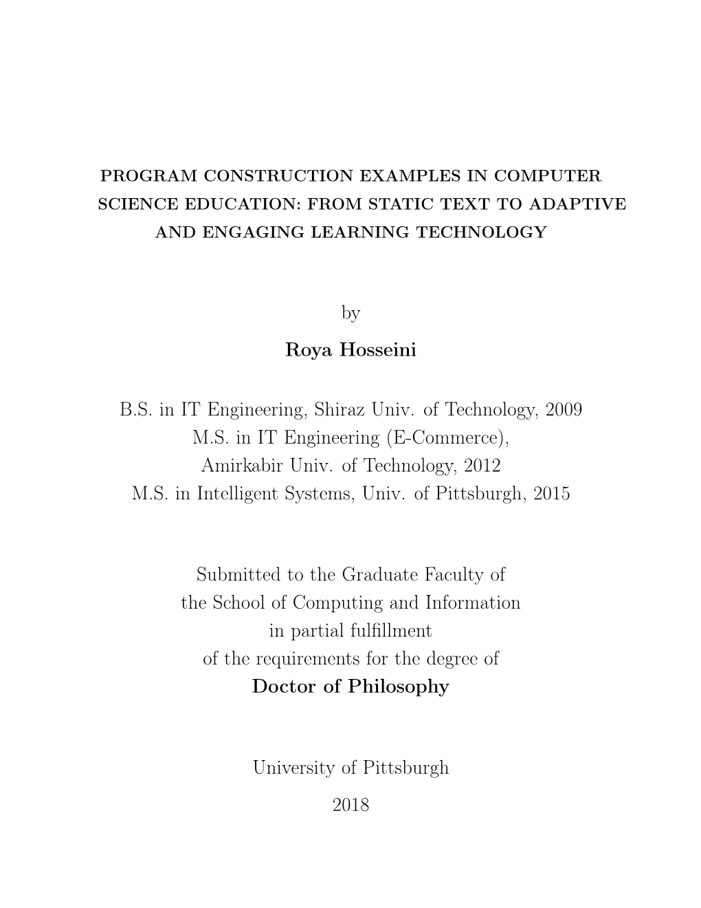 Program Construction Examples in Computer Science Education: from Static Text to Adaptive and Engaging Learning Technology