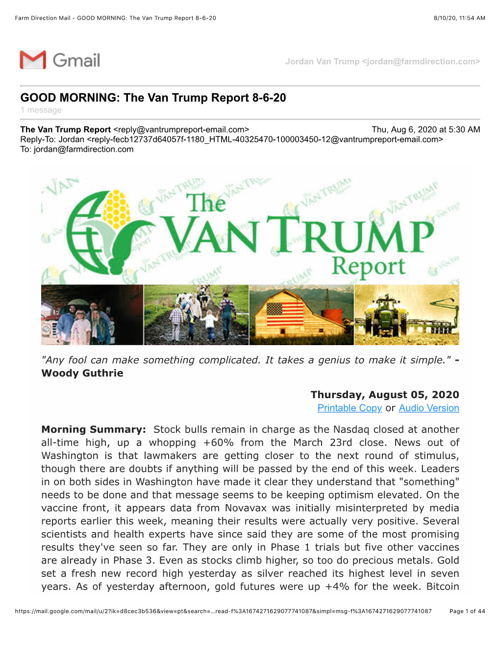 The Van Trump Report 8-6-20 8/10/20, 11:54 AM