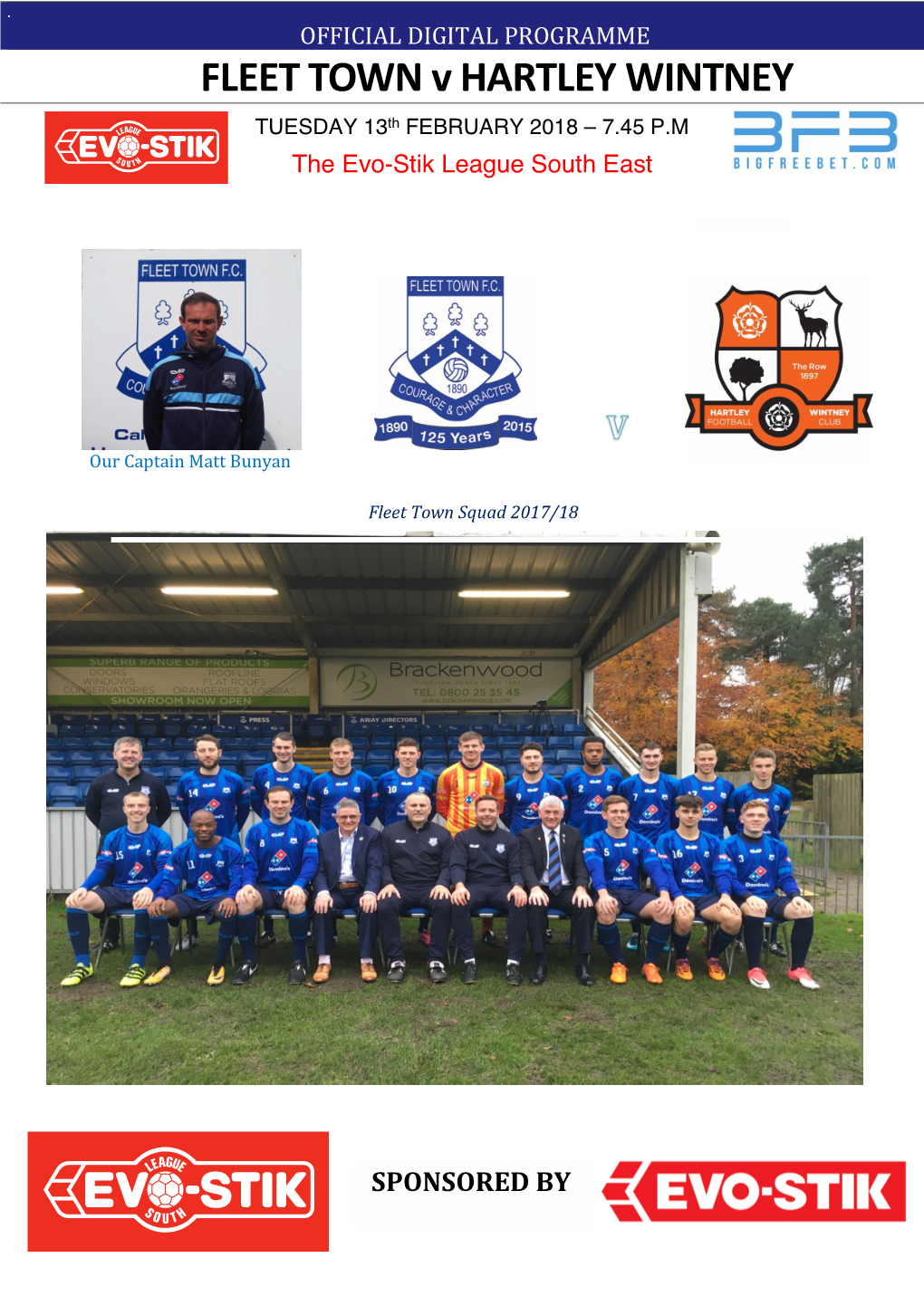 Fleet Town V Hartley Wintney Programme