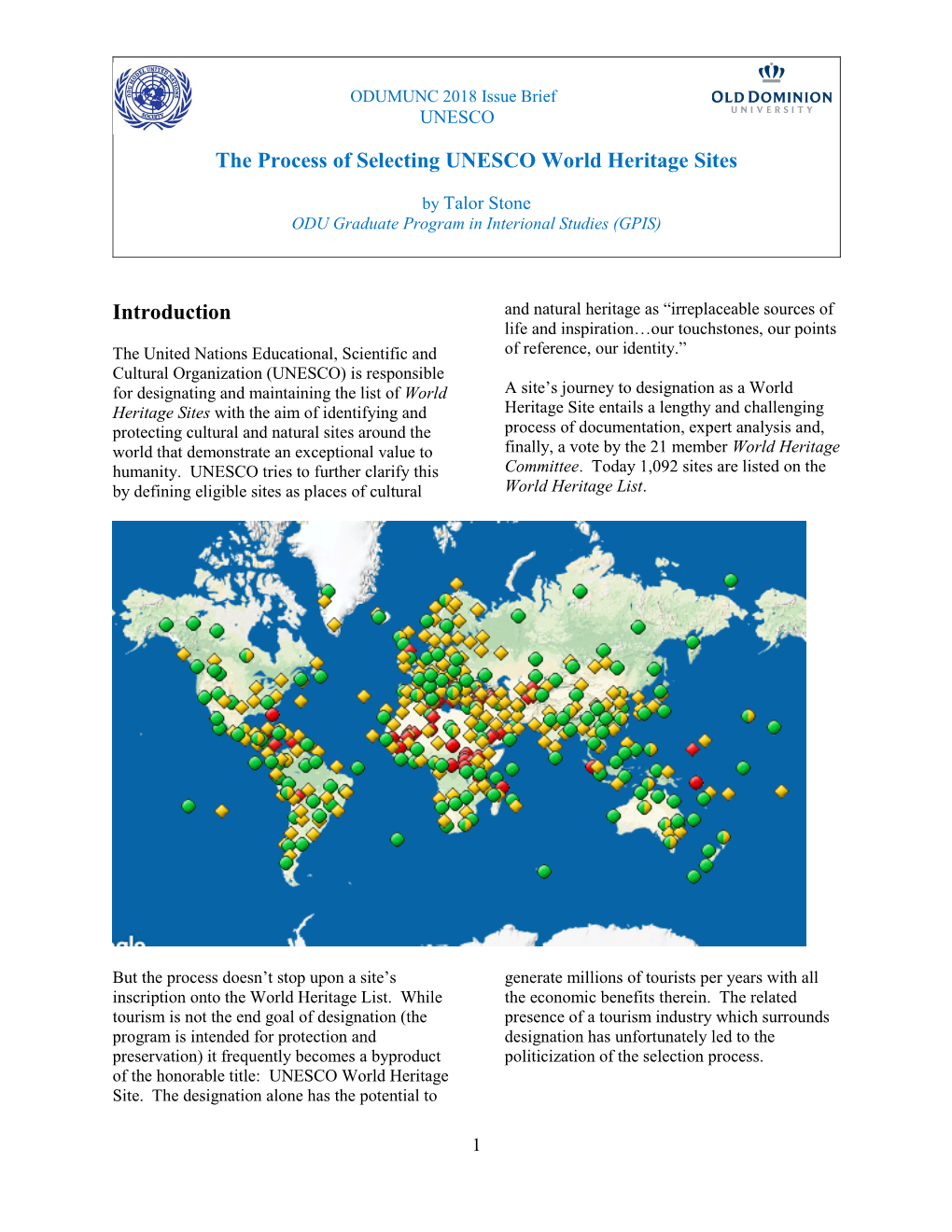 The Process of Selecting UNESCO World Heritage Sites Introduction