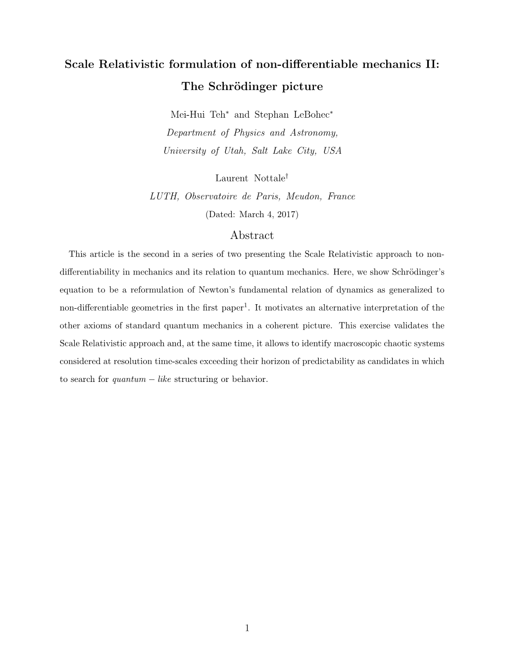 Scale Relativistic Formulation of Non-Differentiable Mechanics II: The