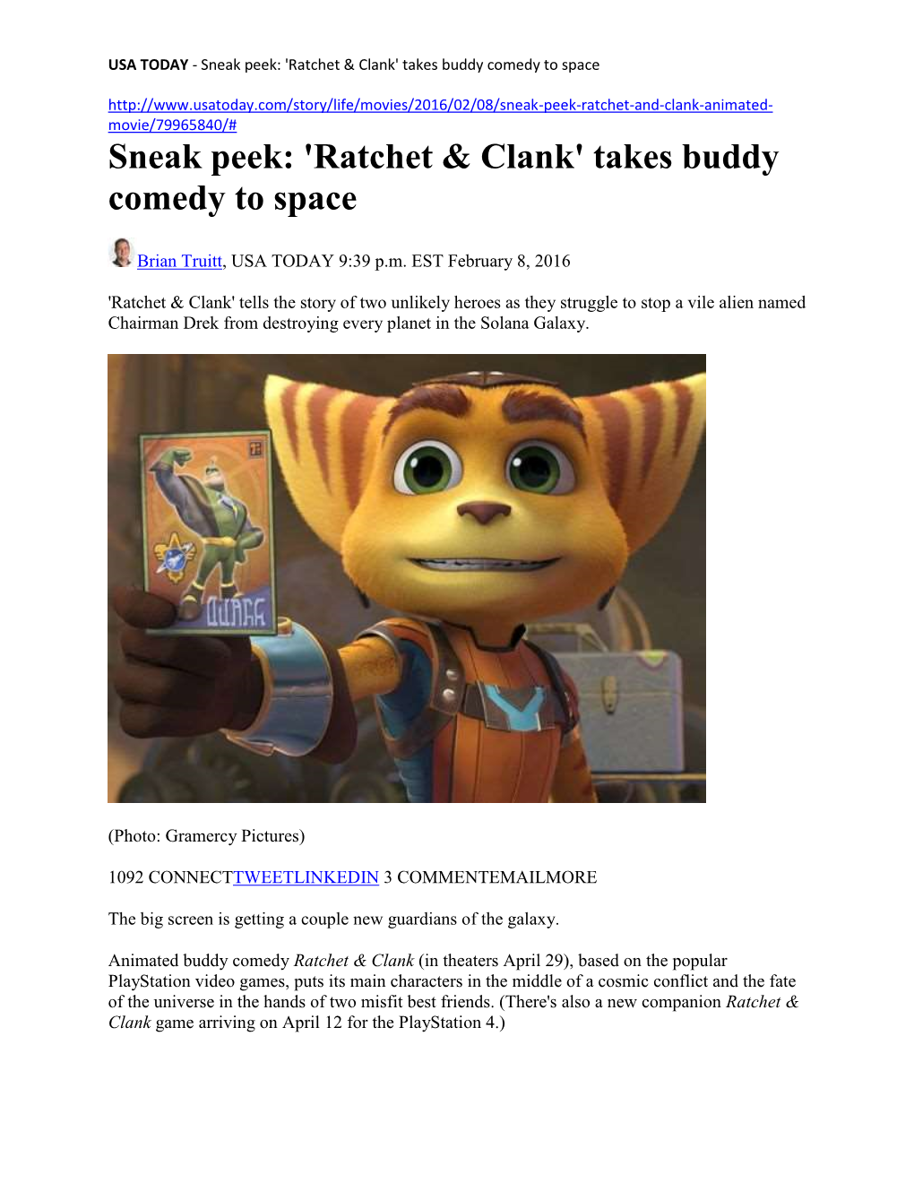 Sneak Peek: 'Ratchet & Clank' Takes Buddy Comedy to Space