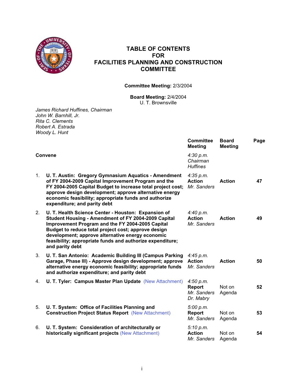 Facilities Planning and Construction Committee