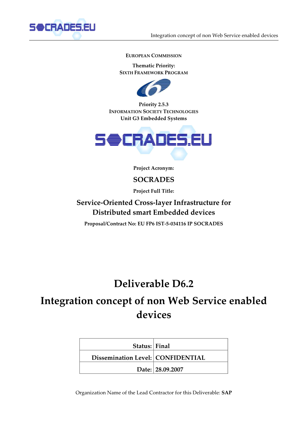 Deliverable D6.2 Integration Concept of Non Web Service Enabled Devices