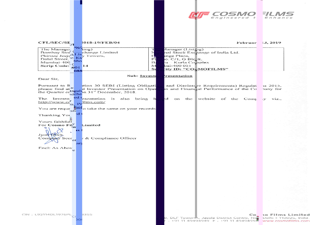 Ifljs COSMO FILMS VS 51 Engineered to Enhance