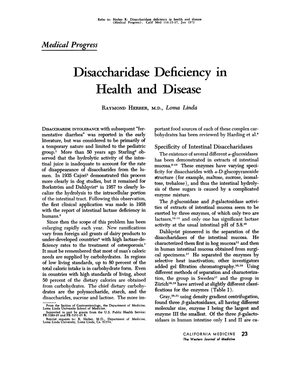 Disaccharidase Deficiency in Health and Disease (Medical Progress)