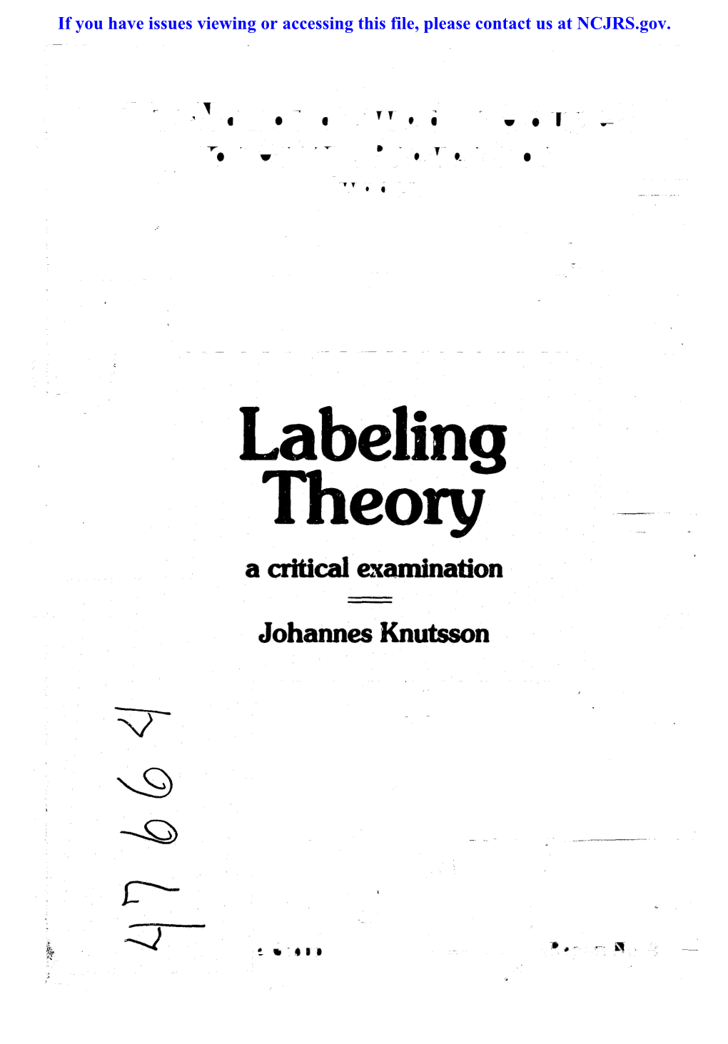 Labeling Theory a Critical &