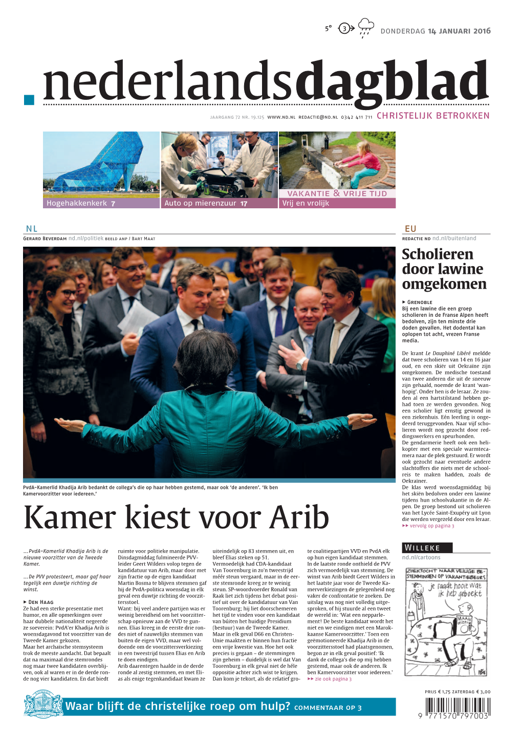 Kamer Kiest Voor Arib ▶▶ Vervolg Op Pagina 3