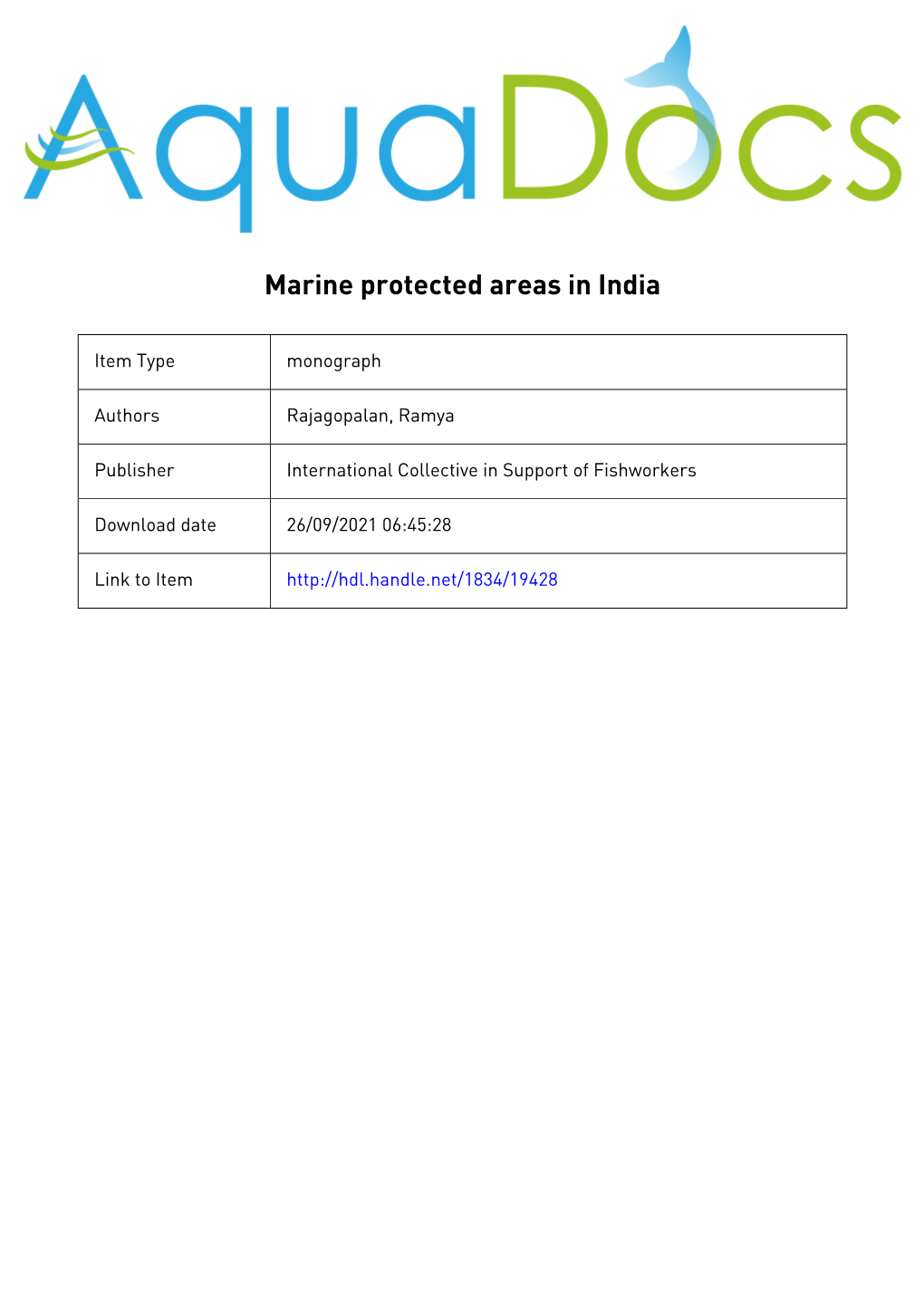 Marine Protected Areas in India