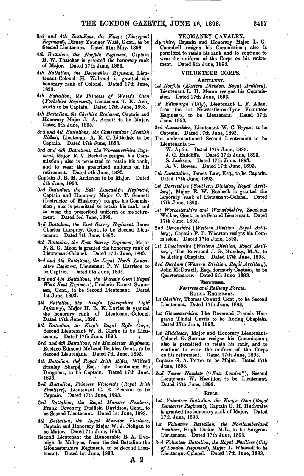 The London Gazette, June 16, 1893. 3457