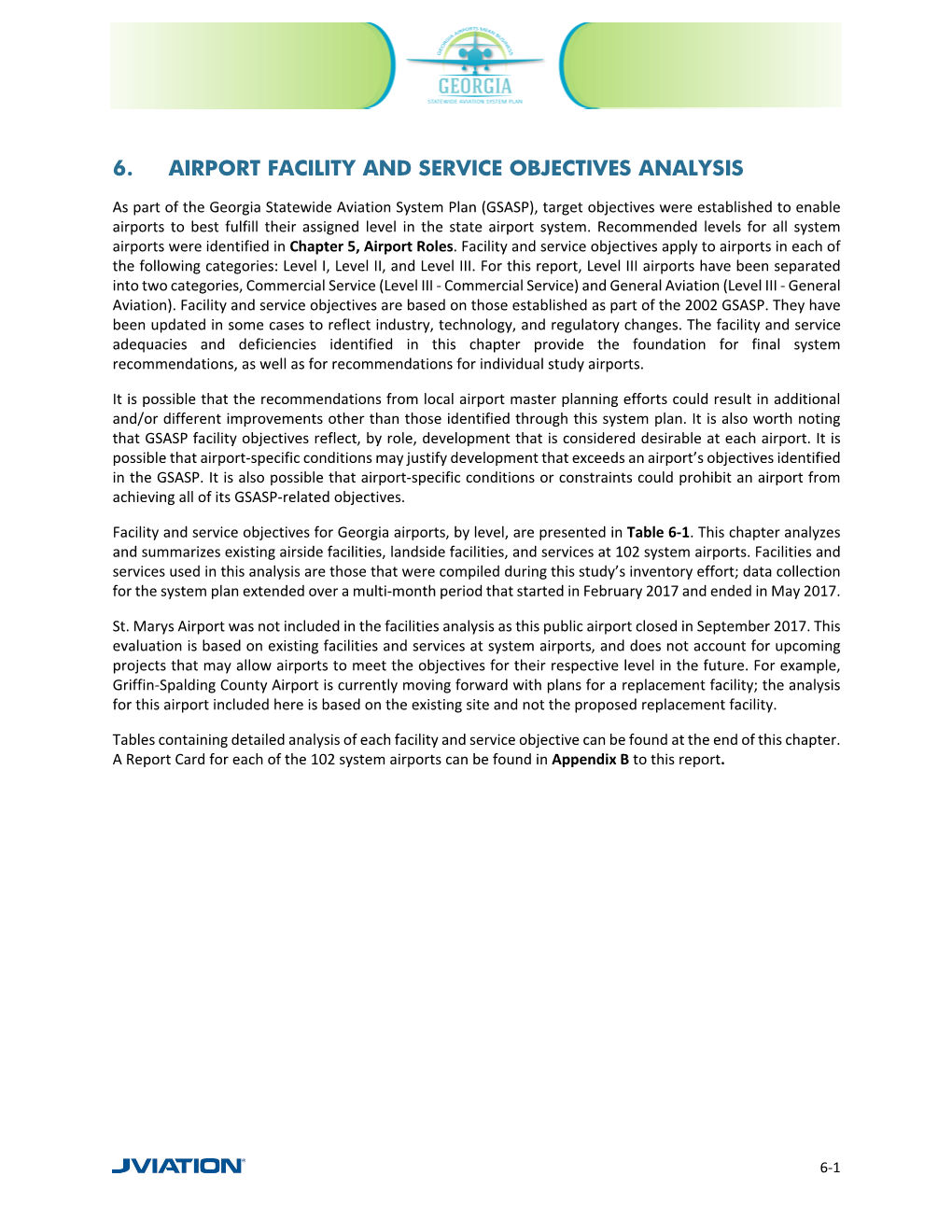 6. Airport Facility and Service Objectives Analysis