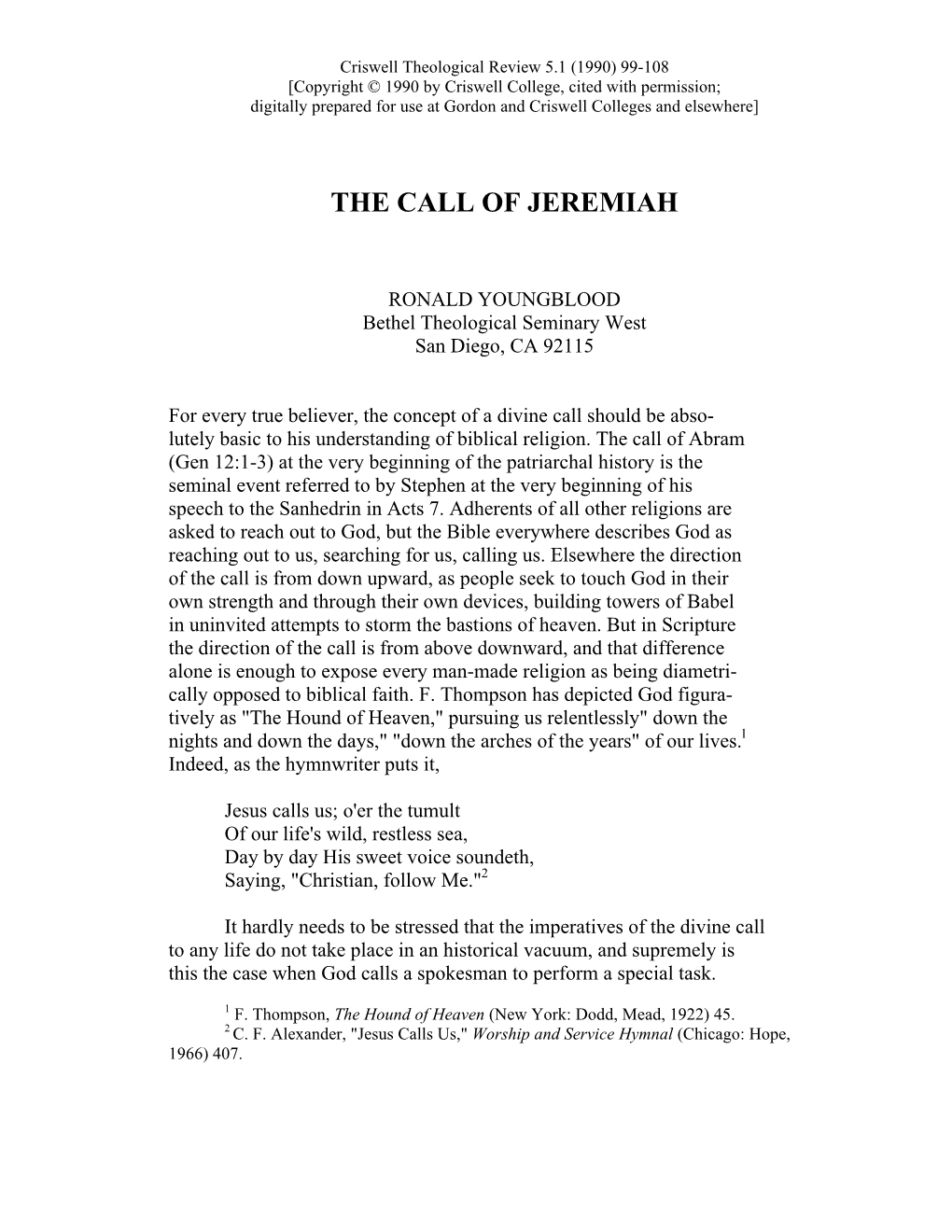 The Call of Jeremiah