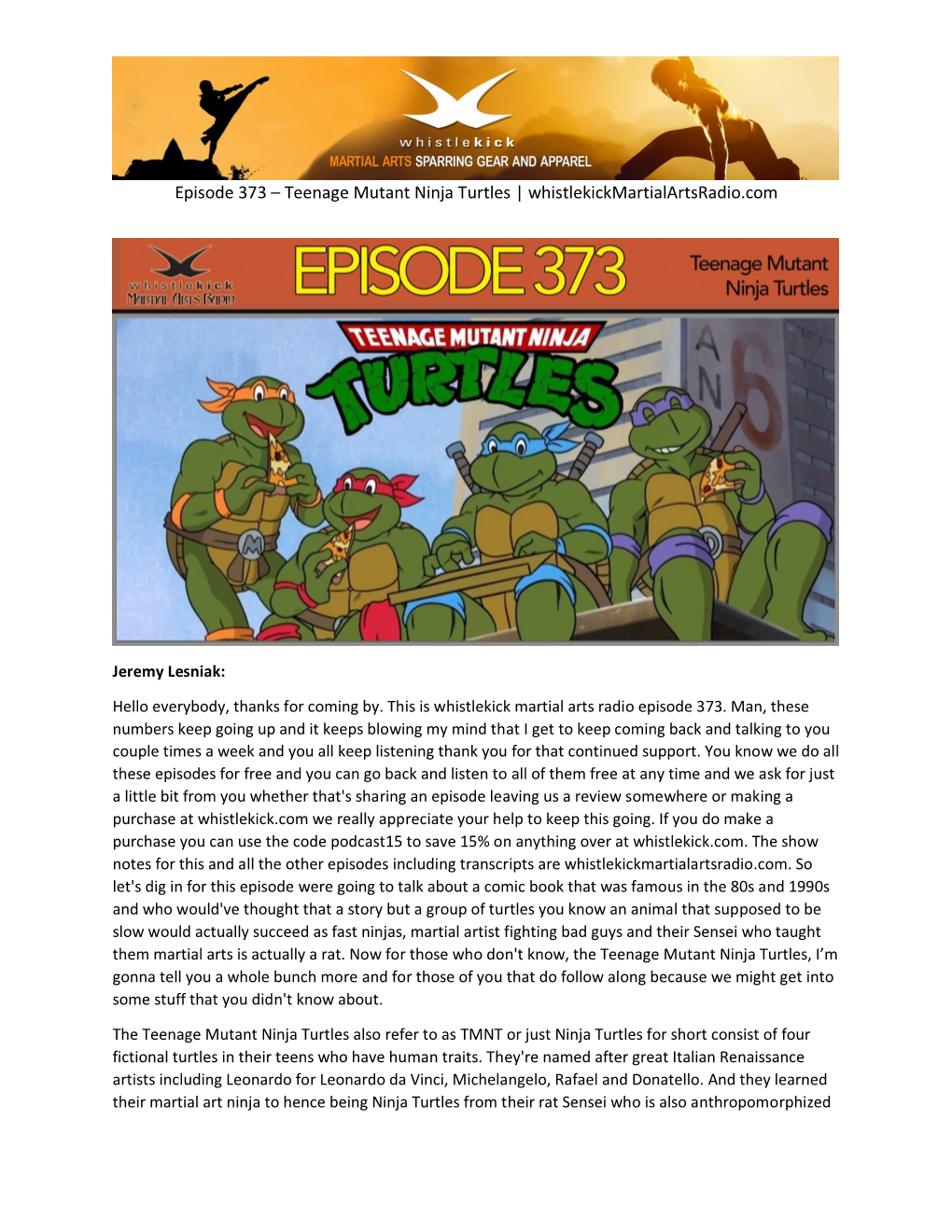 Teenage Mutant Ninja Turtles | Whistlekickmartialartsradio.Com