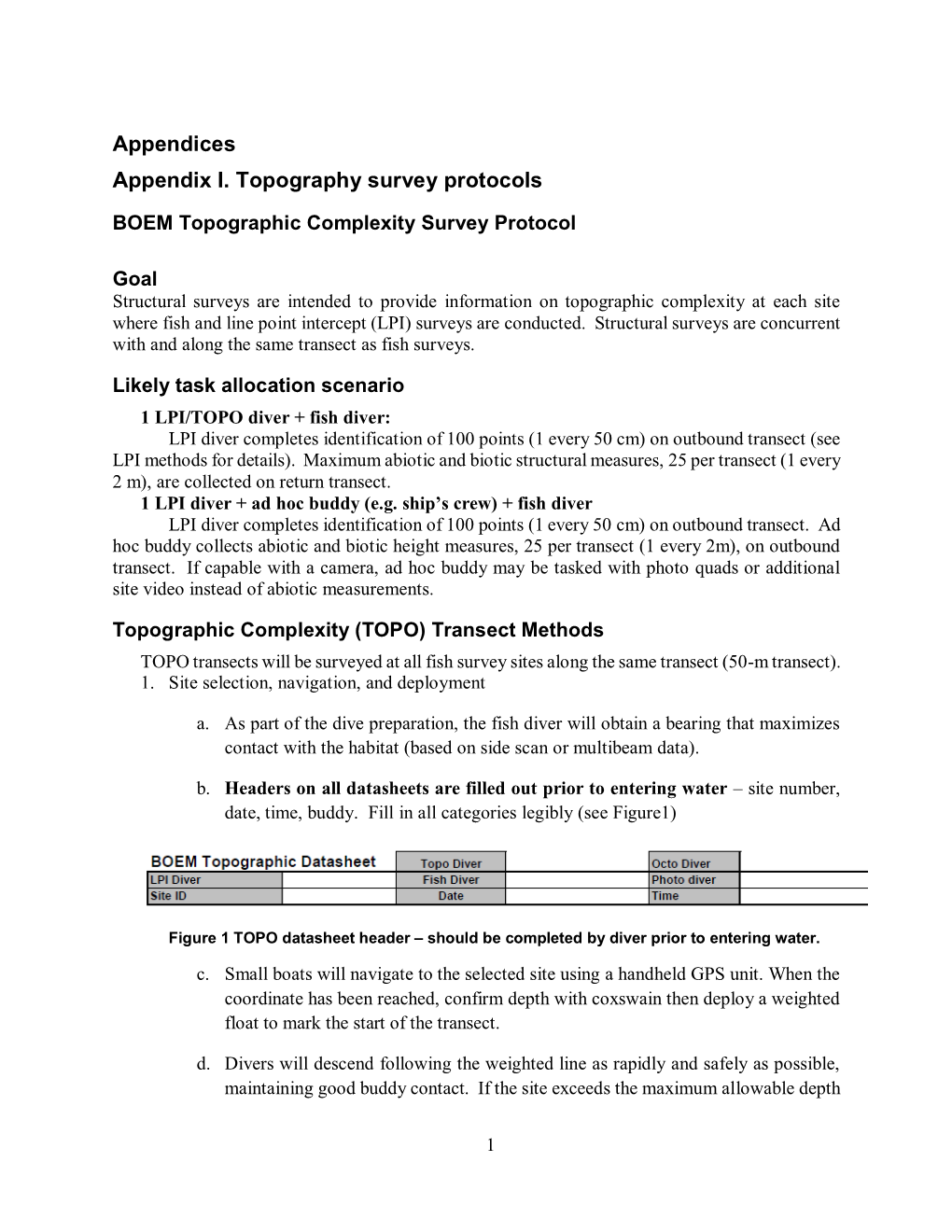 Appendices Appendix I. Topography Survey Protocols