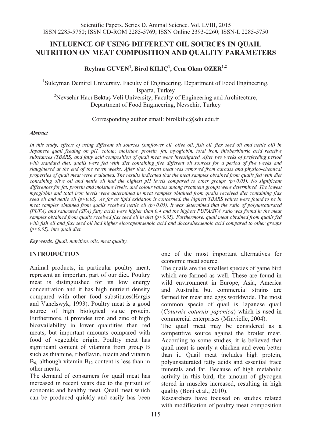 Influence of Using Different Oil Sources in Quail Nutrition on Meat Composition and Quality Parameters