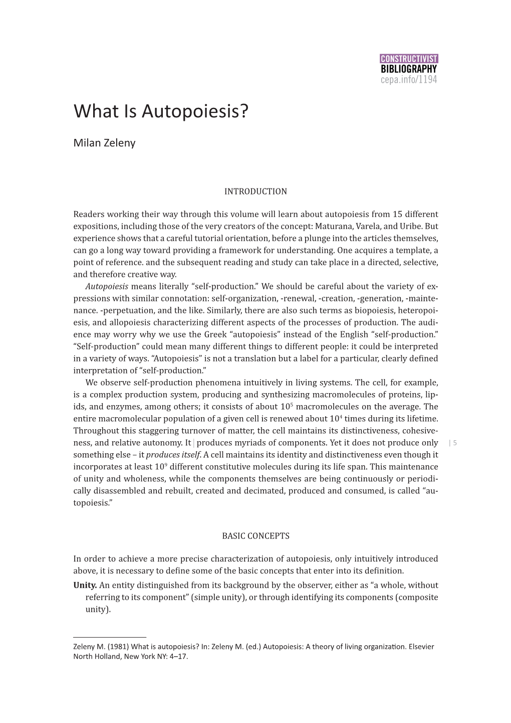 What Is Autopoiesis?