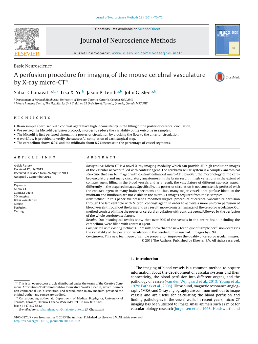 A Perfusion Procedure for Imaging of the Mouse Cerebral Vasculature