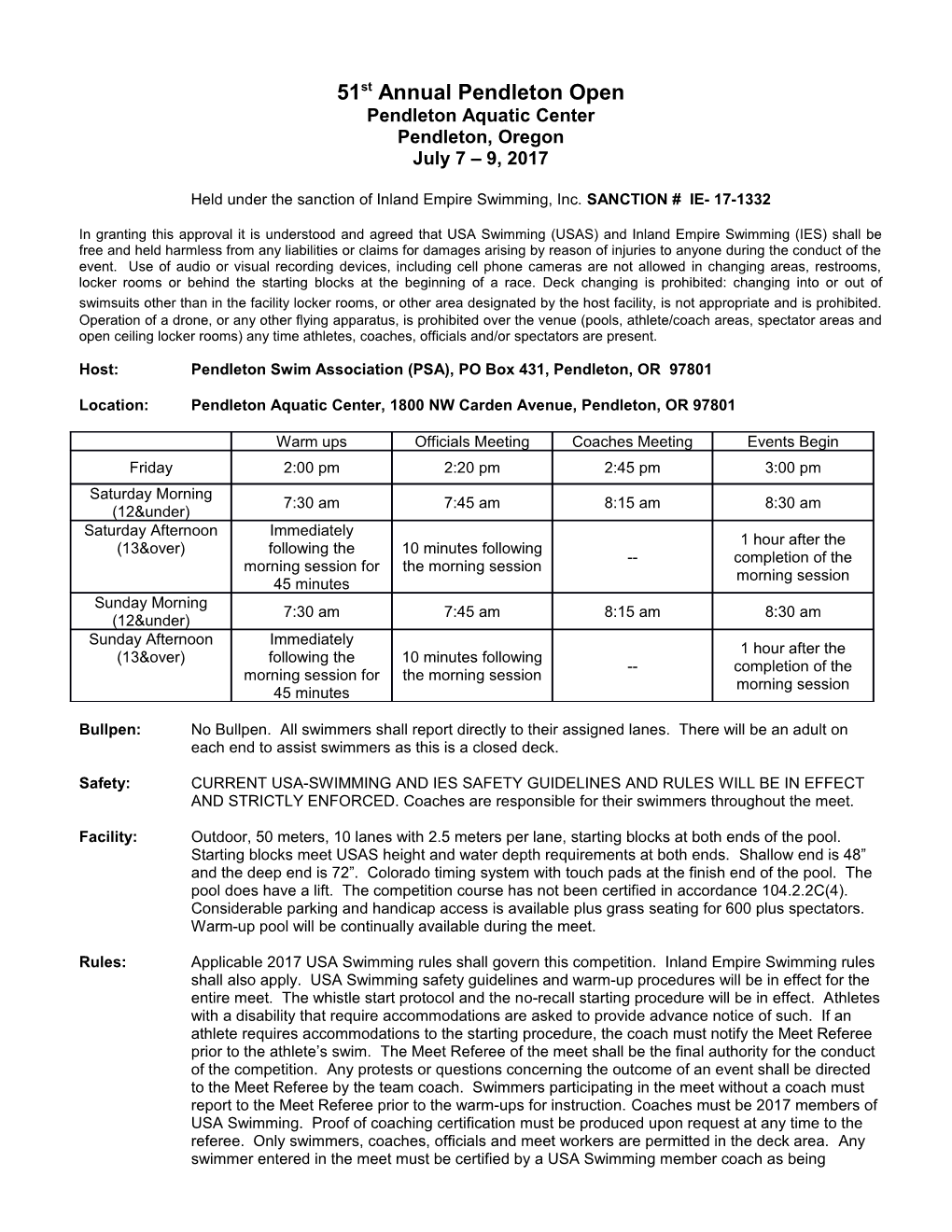 51St Annual Pendleton Open