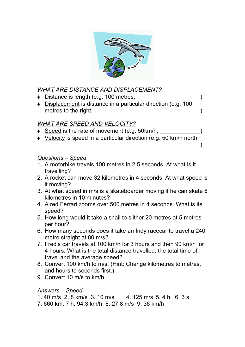 Distance and Displacement