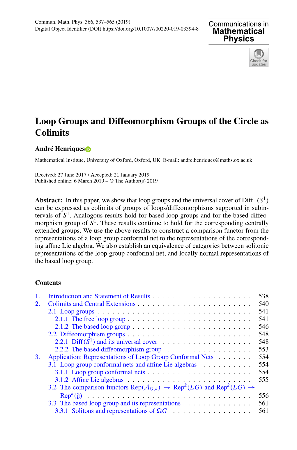 Loop Groups and Diffeomorphism Groups of the Circle As Colimits