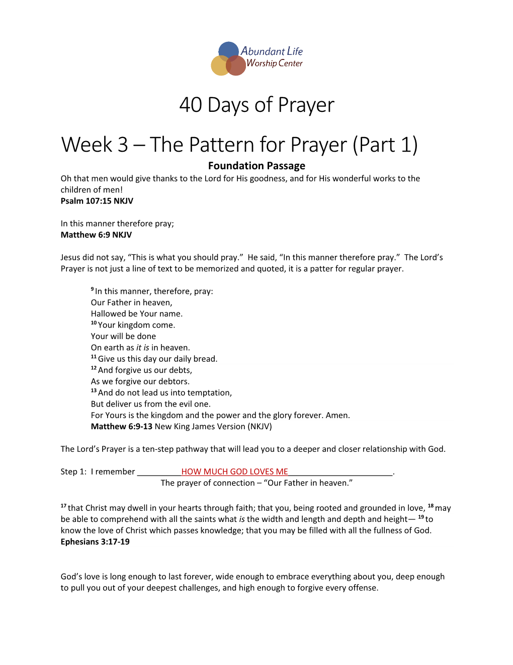 The Pattern for Prayer