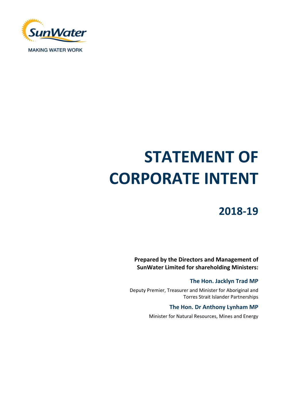 Statement of Corporate Intent