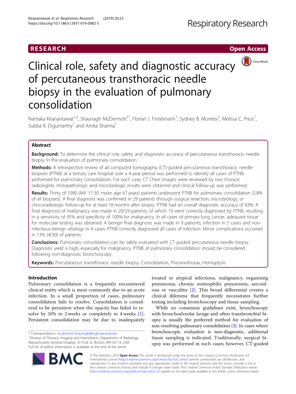 Clinical Role, Safety and Diagnostic Accuracy of Percutaneous