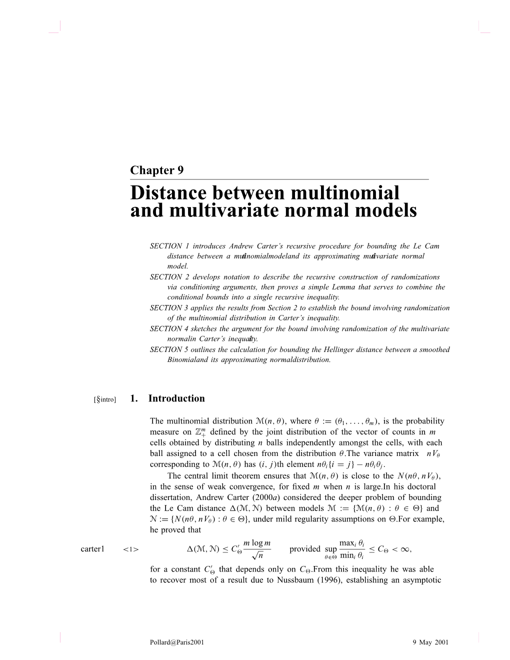 Distance Between Multinomial and Multivariate Normal Models