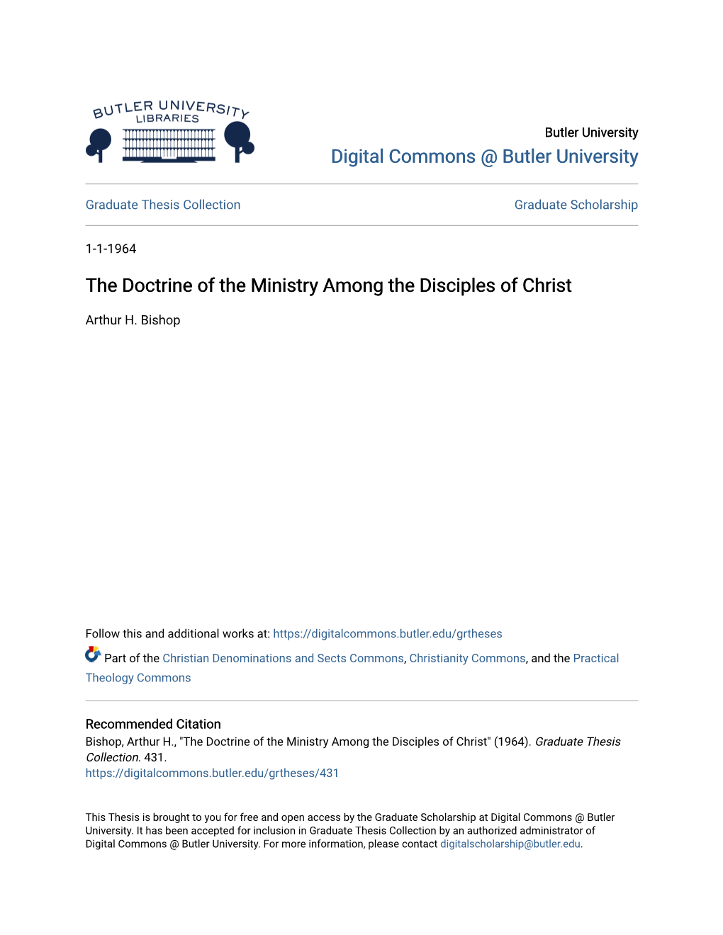 The Doctrine of the Ministry Among the Disciples of Christ