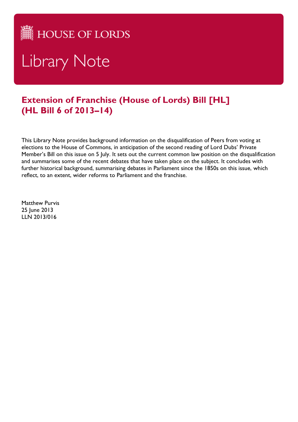 Bill [HL] (HL Bill 6 of 2013–14)